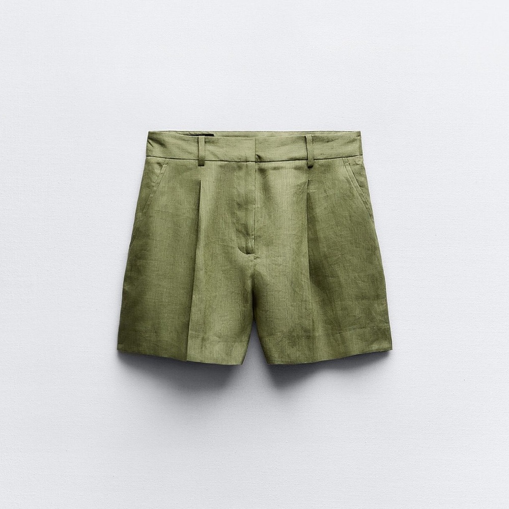 Zara high rise linen blend shorts / small